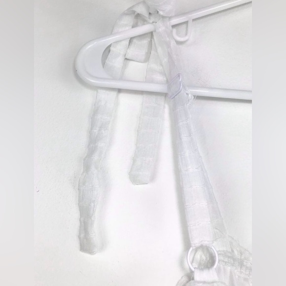 As U Wish Tiered Tunic Ruffle Lined Babydoll Tank Dress White Adjustable Straps - Picture 5 of 7